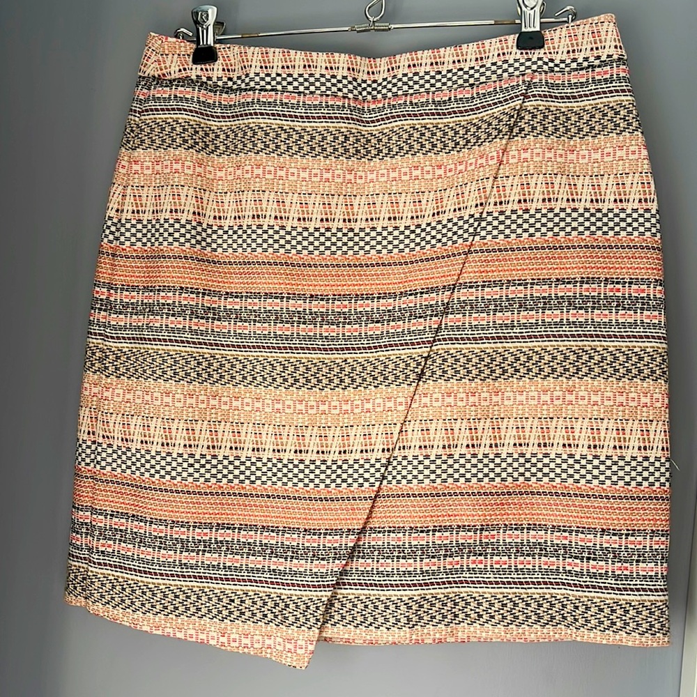 Loft Outlet Women's Skirt Size 4 pink Black Striped Tweed Pencil Skirt